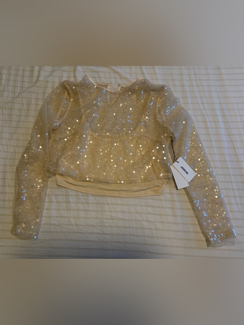 Jason Wu Champagne Sequin Sheer Top